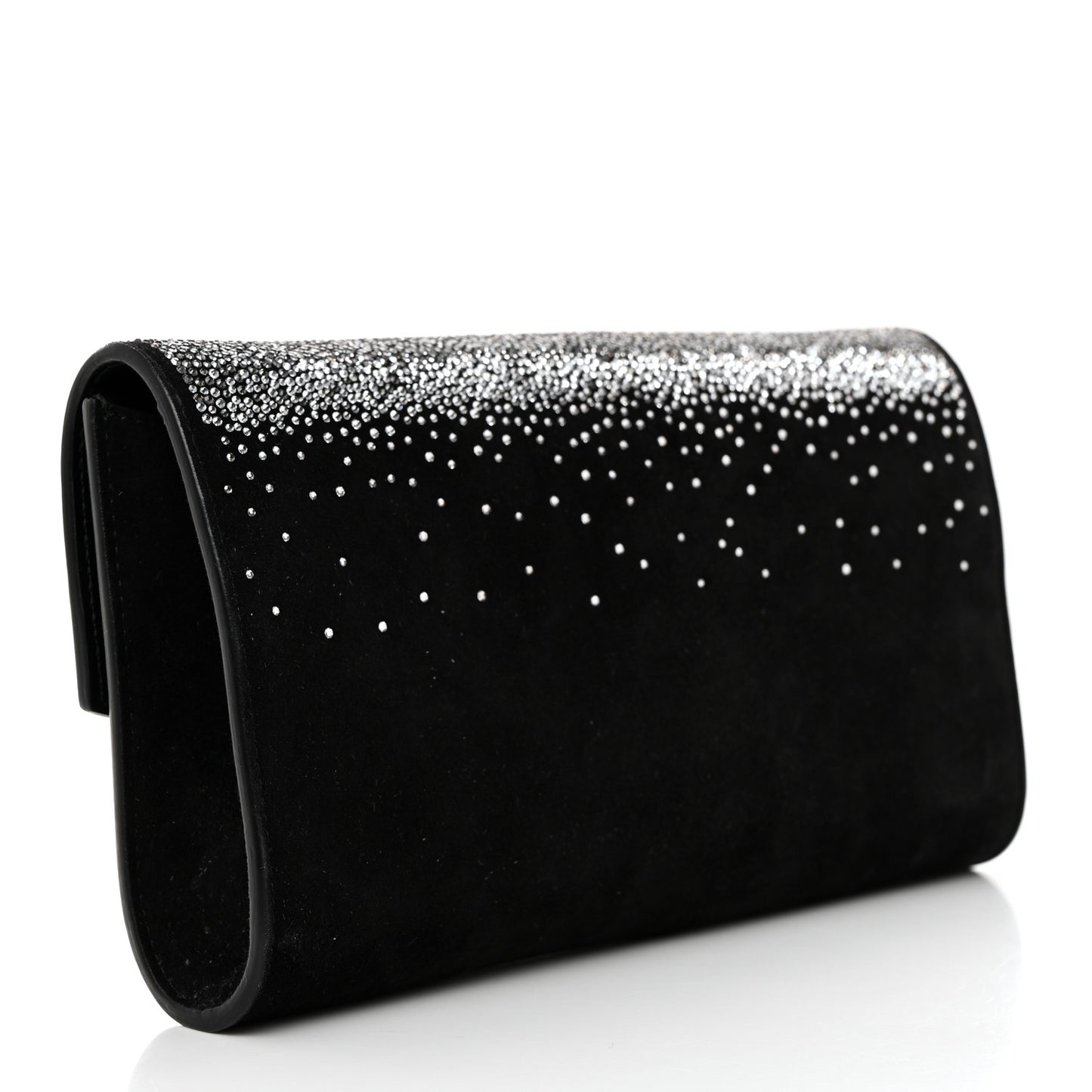 Suede Crystal Gancini Wallet On Chain Black