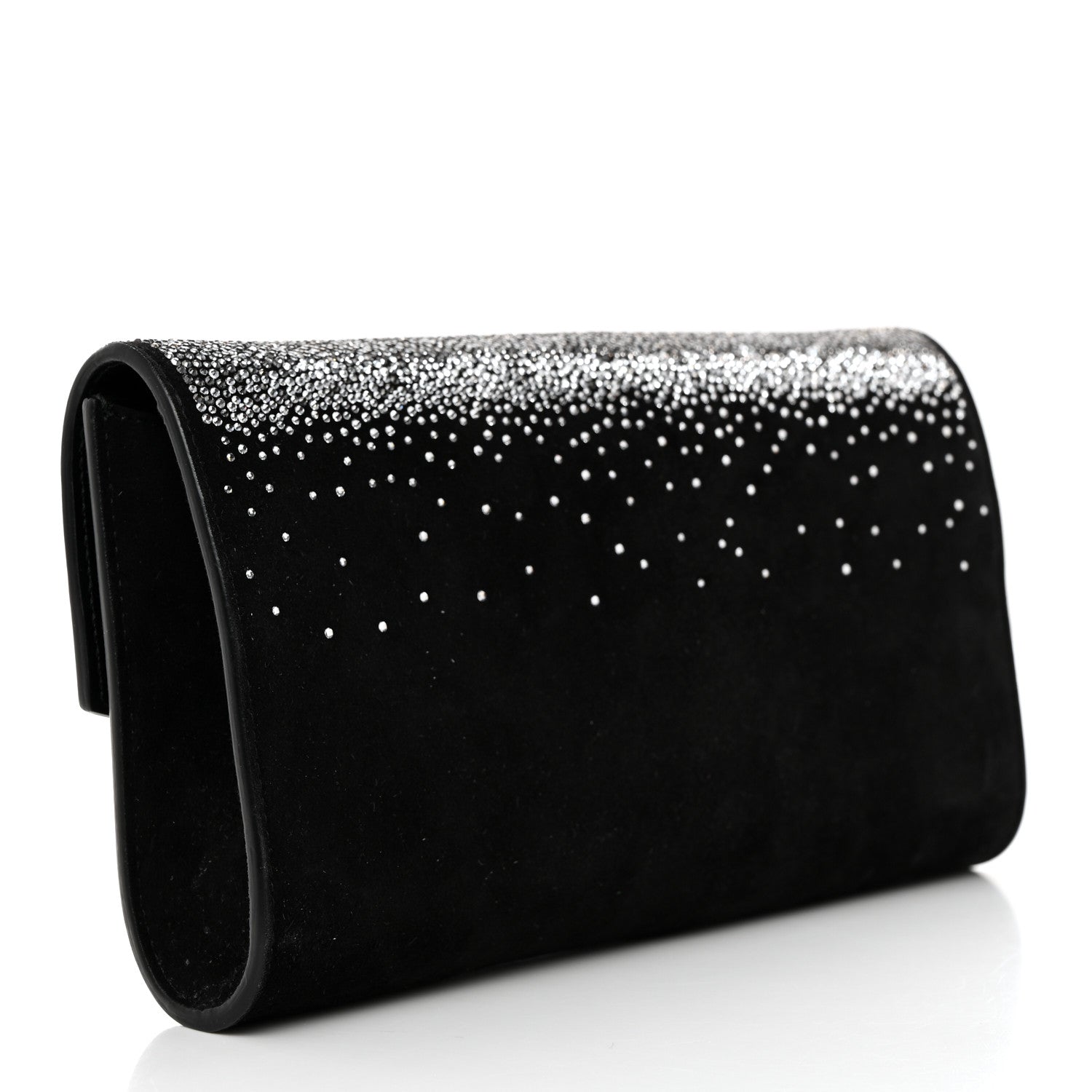 Salvatore Ferragamo Suede Crystal Gancini Wallet On Chain Black 3 of 8