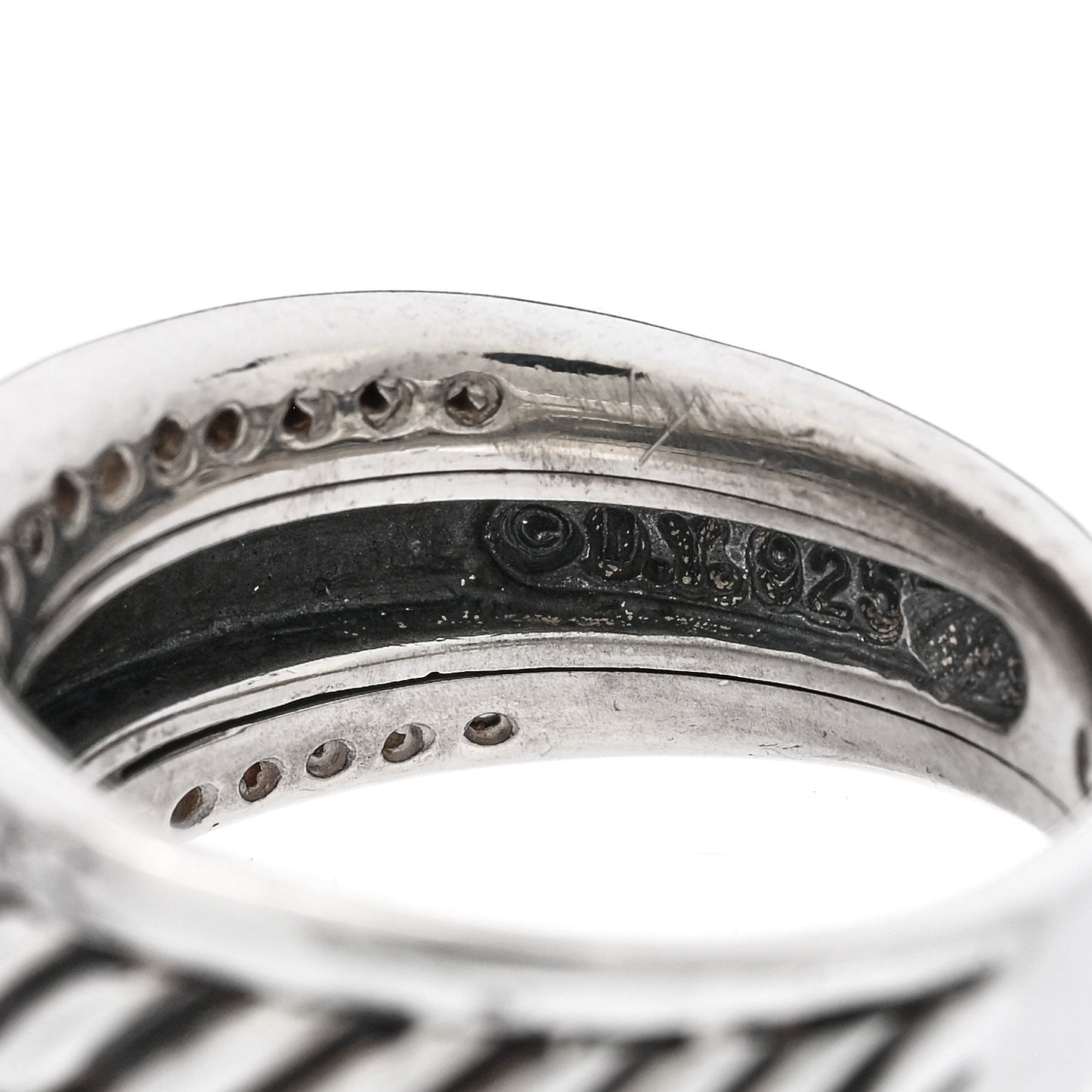 Sterling Silver Diamond Cable Band Ring 52 6