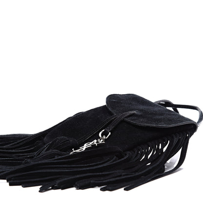 Saint Laurent Suede Fringe Toy Monogram Anita Crossbody Bag Black 8 of 9