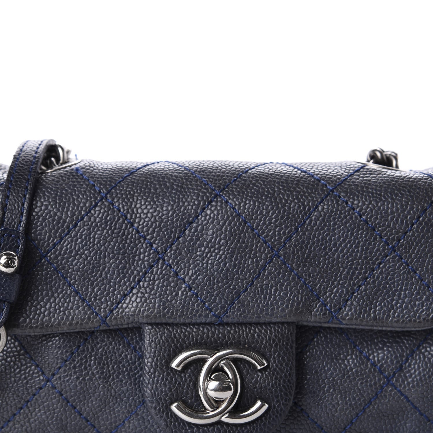 Chanel Caviar Quilted Mini Simply CC Flap Blue 11 of 11
