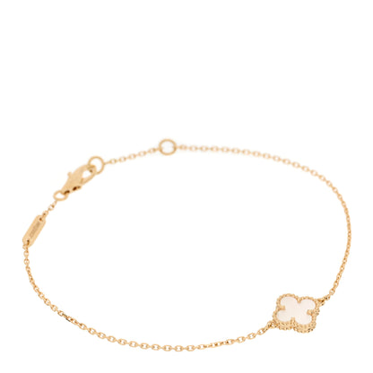 Van Cleef & Arpels 18K Yellow Gold Mother of Pearl Sweet Alhambra Bracelet 1 of 4