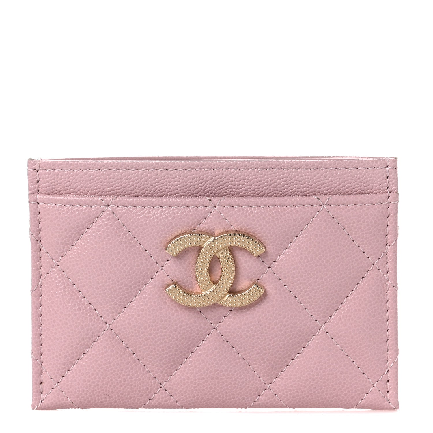 Chanel Caviar Quilted Studded CC Card Holder Light Pink 1 of 9
