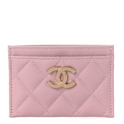 Chanel Caviar Quilted Studded CC Card Holder Light Pink 1 of 9