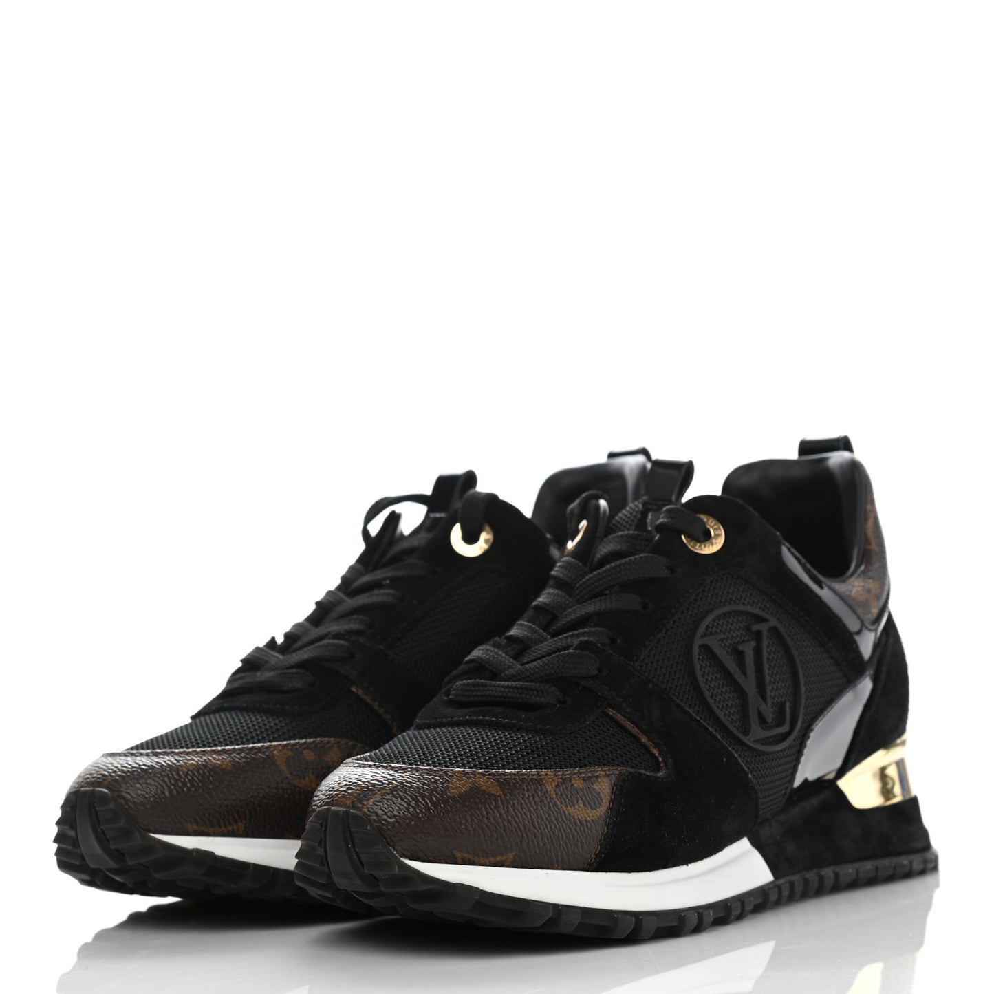 Suede Monogram Run Away Sneakers 35 Black
