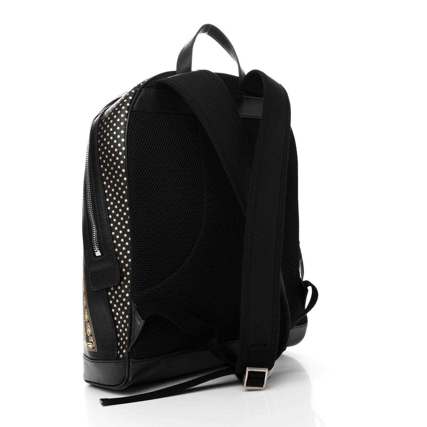 X SEGA Calfskin GUCCY Stars Dome Backpack Black Gold