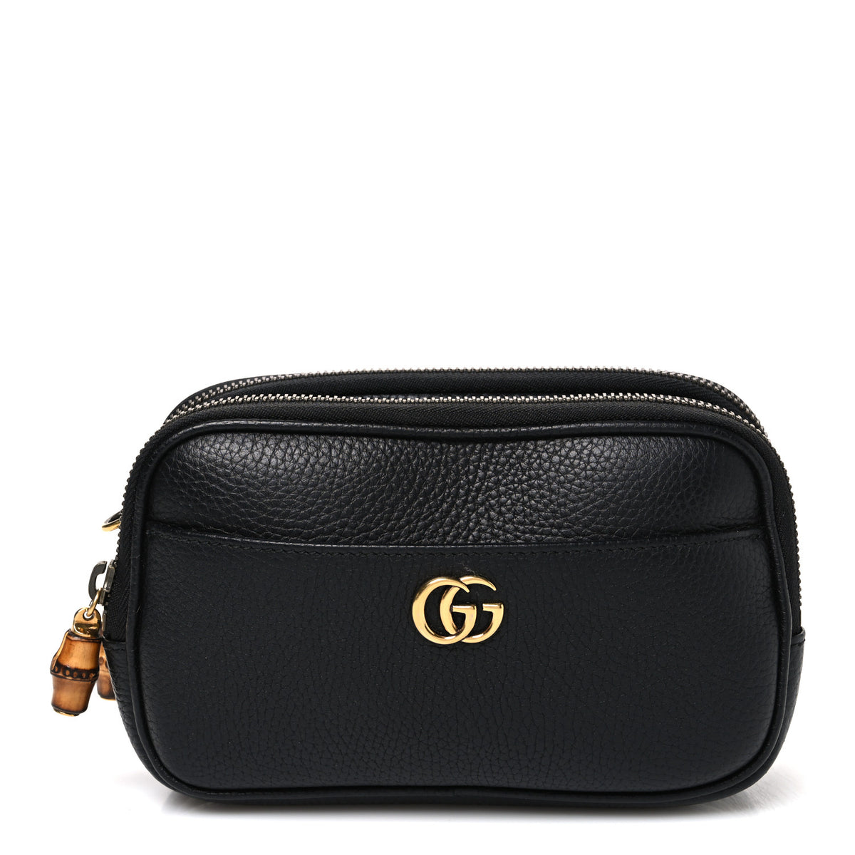 Pebbled Calfskin Super Mini GG Marmont Chain Shoulder Bag Black