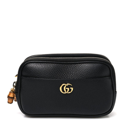 Gucci Pebbled Calfskin Super Mini GG Marmont Chain Shoulder Bag Black 1 of 9