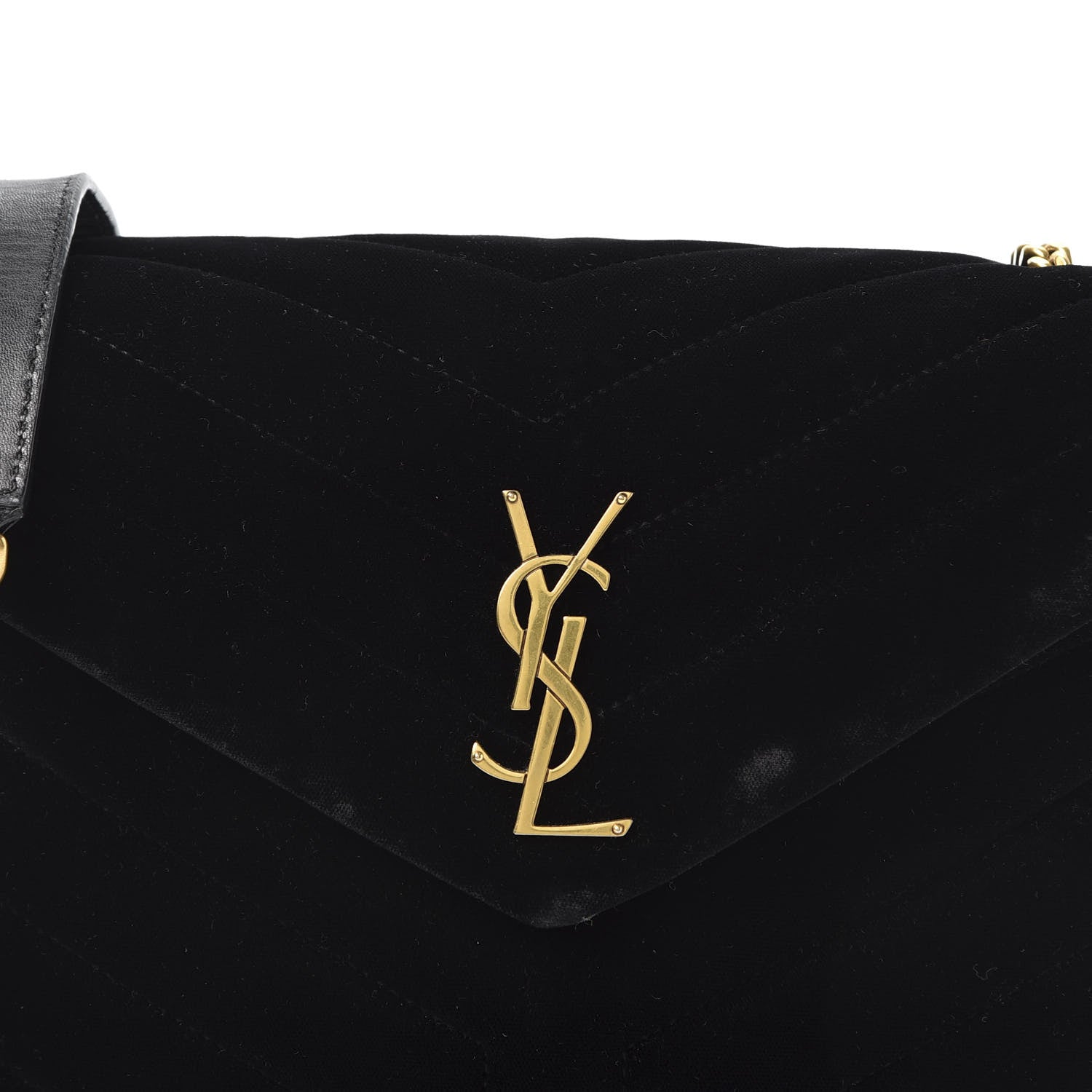 Saint Laurent Velvet Y Quilted Monogram Small Loulou Chain Satchel Black 10 of 12