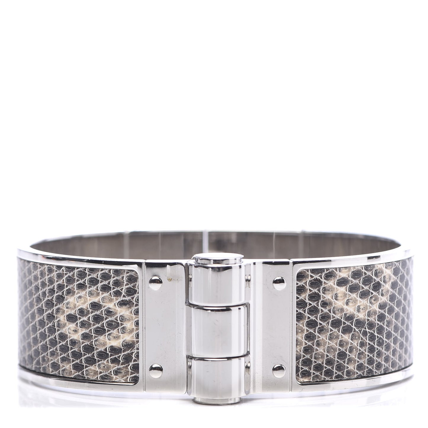 Lizard Charniere Cuir Wide Hinged Bracelet M Ombre