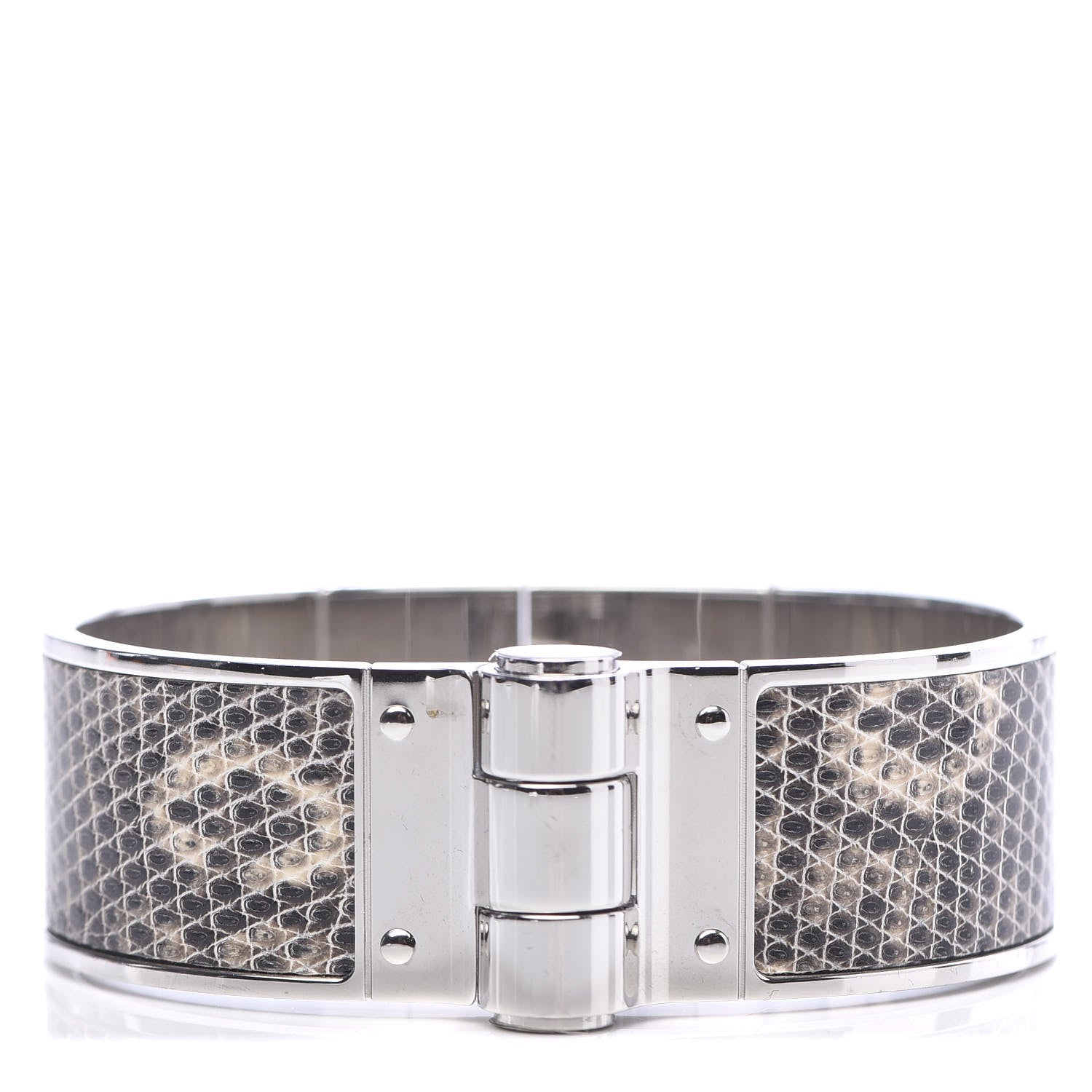 Hermes Lizard Charniere Cuir Wide Hinged Bracelet M Ombre 1 of 7