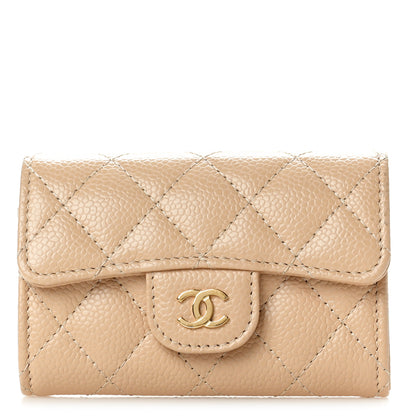 Chanel Caviar Quilted Flap Card Holder Wallet Beige 1 of 9