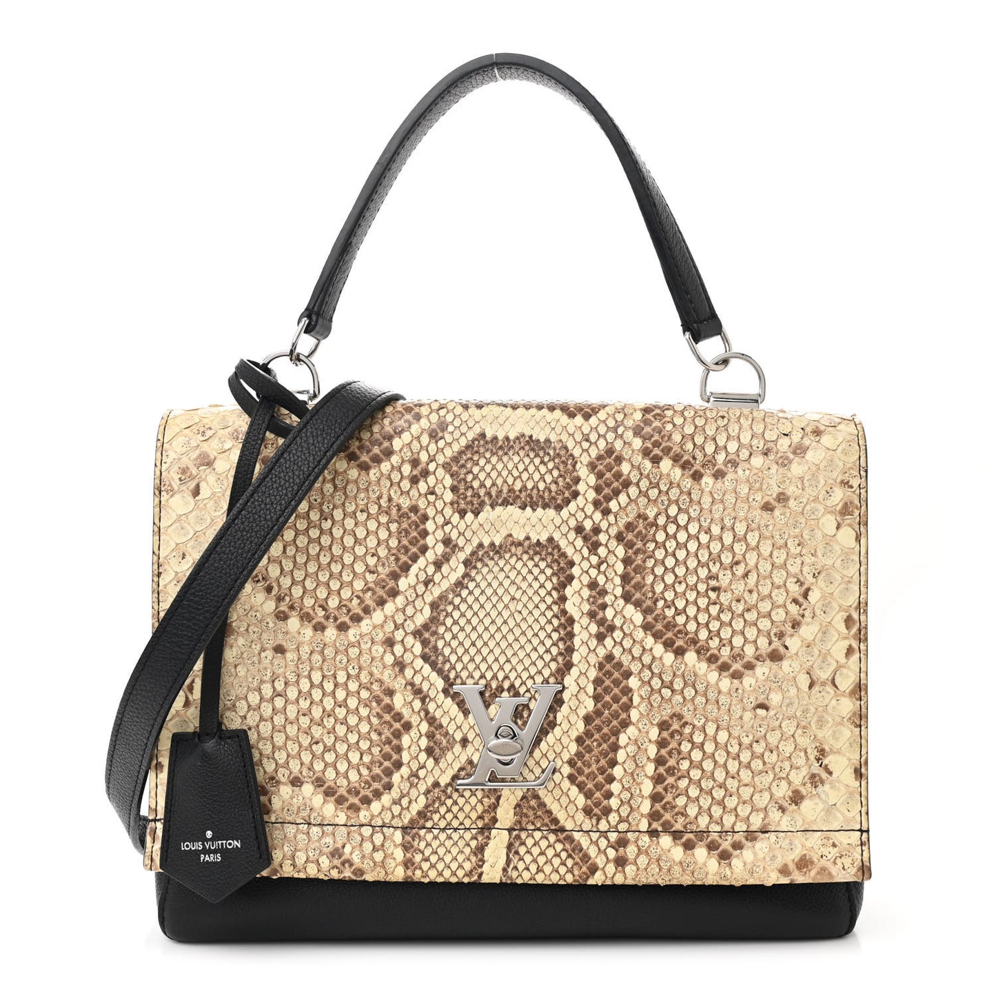 Snakeskin Lockme II Top Handle Black