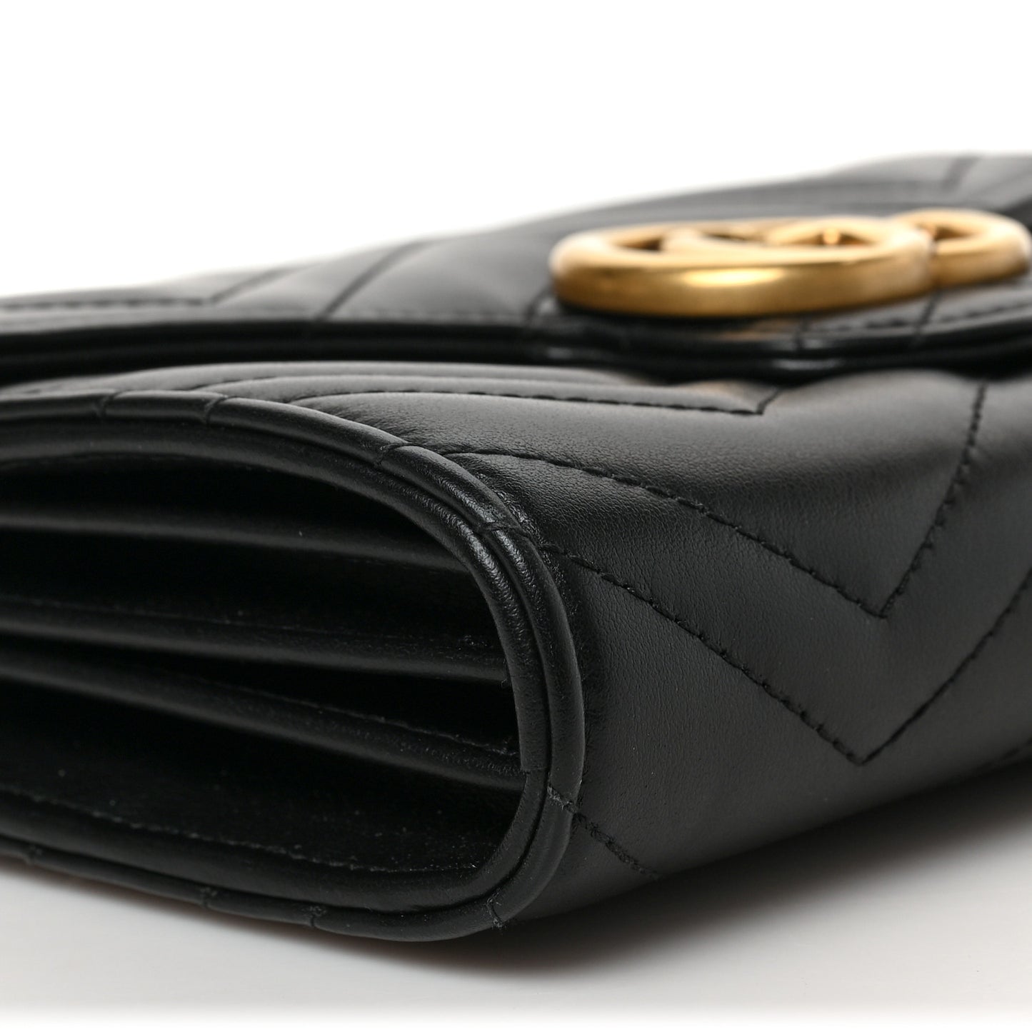 Calfskin Matelasse GG Marmont Chain Wallet Black
