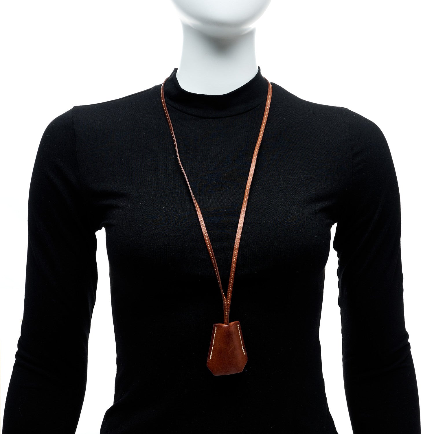 Hermes Stainless Steel Barenia Kelly Clochette Necklace Watch Fauve 3 of 7