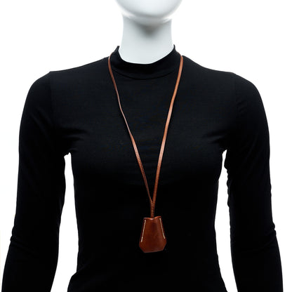 Hermes Stainless Steel Barenia Kelly Clochette Necklace Watch Fauve 3 of 6