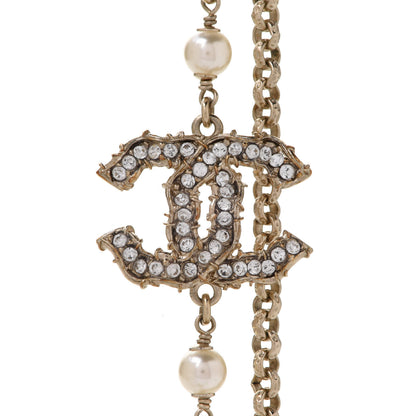 Chanel Pearl Crystal CC Camellia Express Long Necklace Gold 5 of 7