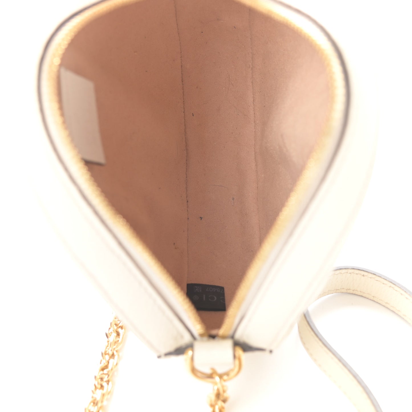 Textured Calfskin Web Mini Ophidia Round Shoulder Bag Mystic White