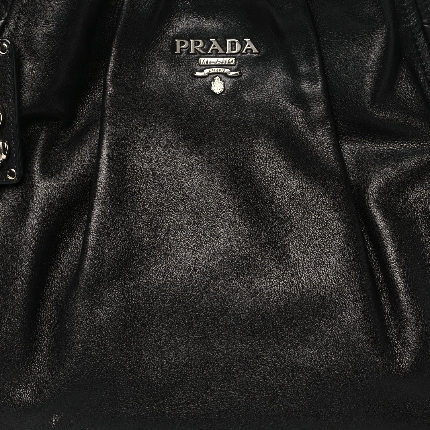 Prada Soft Calf Pleated Hobo Black 8 of 12