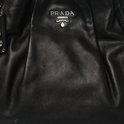 Prada Soft Calf Pleated Hobo Black 8 of 12