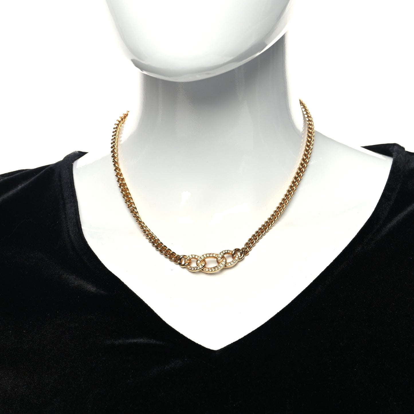 Crystal Interlocking Necklace Gold