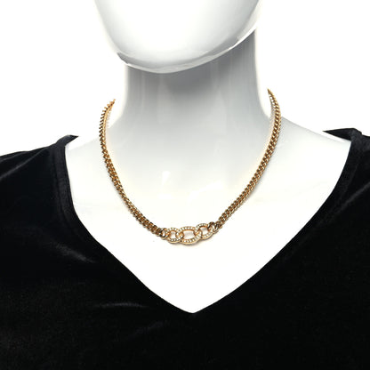 Christian Dior Crystal Interlocking Necklace Gold 2 of 6