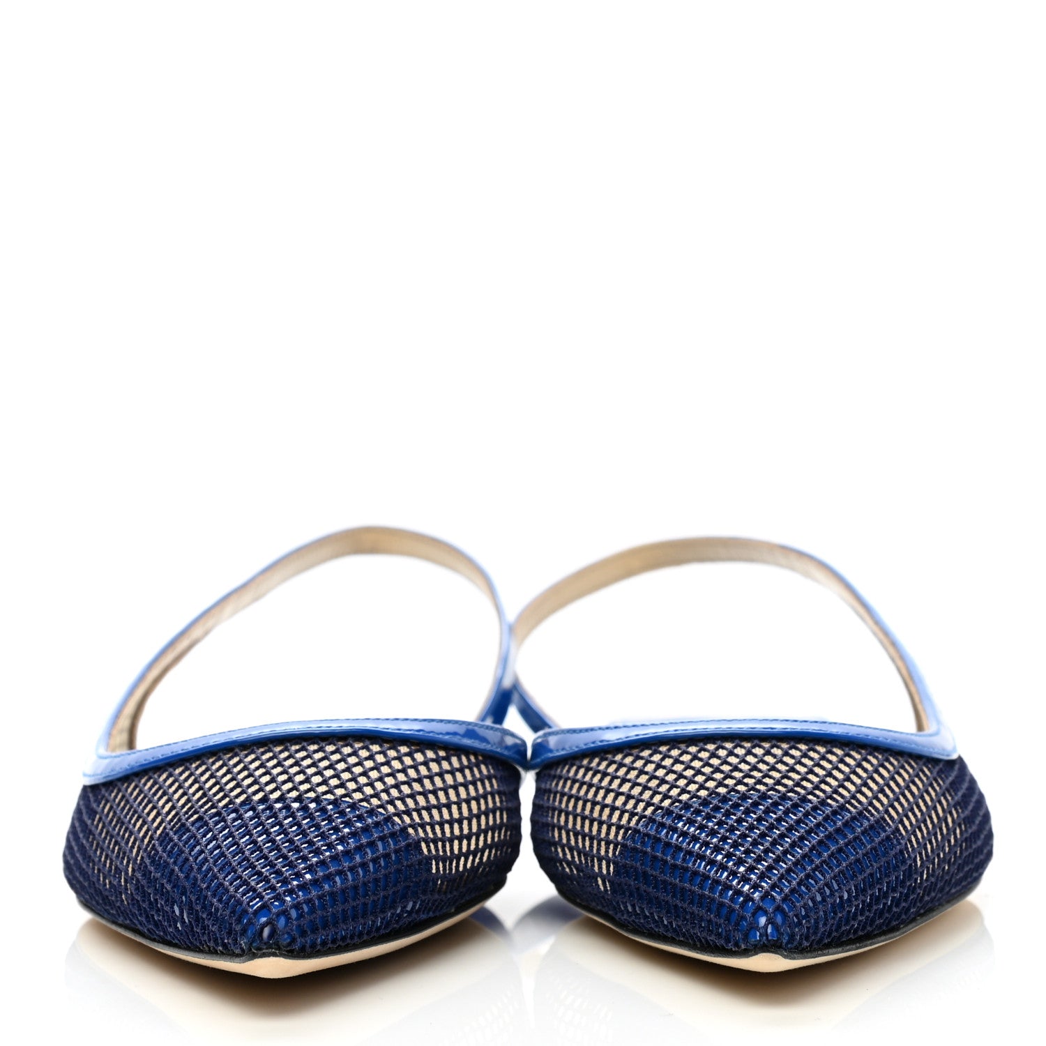 Jimmy Choo Patent Mesh Calfskin Fetto Flats 38 Blue 2 of 8