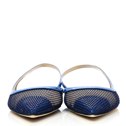 Jimmy Choo Patent Mesh Calfskin Fetto Flats 38 Blue 2 of 8
