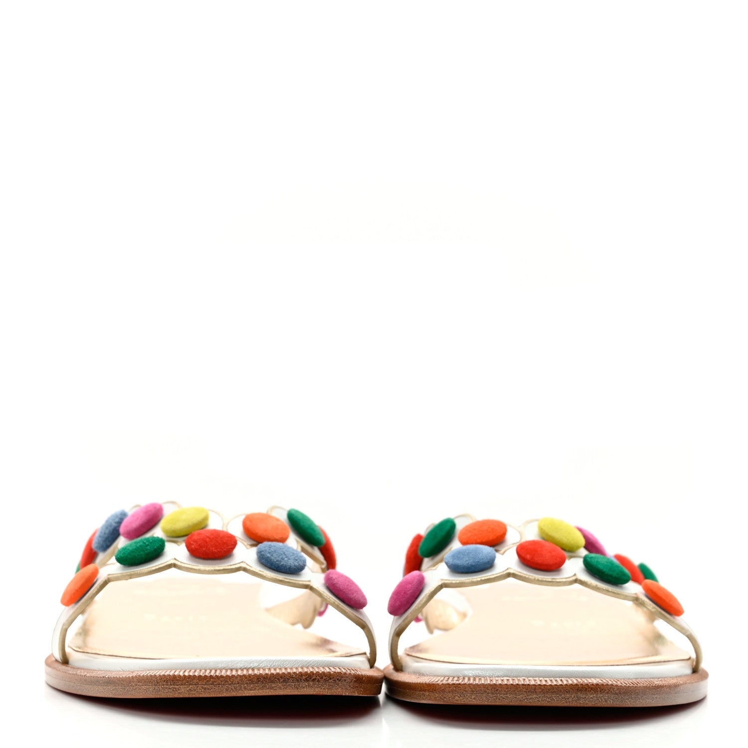 Christian Louboutin Kid Suede Smarta Flat Sandals 37.5 White Multicolor 2 of 14