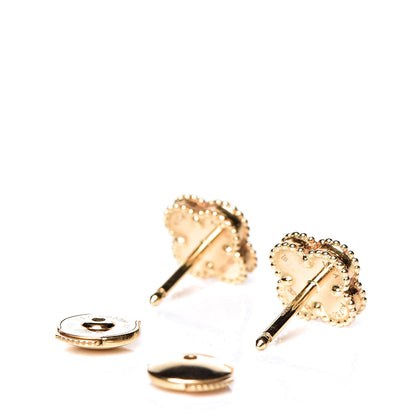 Van Cleef & Arpels 18K Yellow Gold Mother of Pearl Sweet Alhambra Earrings 3 of 5