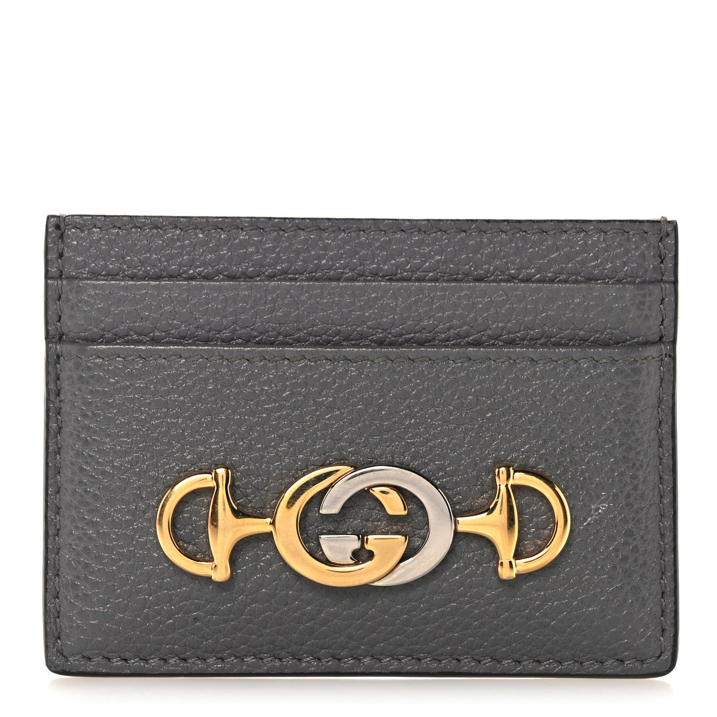 Grainy Calfskin Zumi Card Holder Dusty Grey