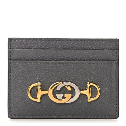 Gucci Grainy Calfskin Zumi Card Holder Dusty Grey 1 of 8