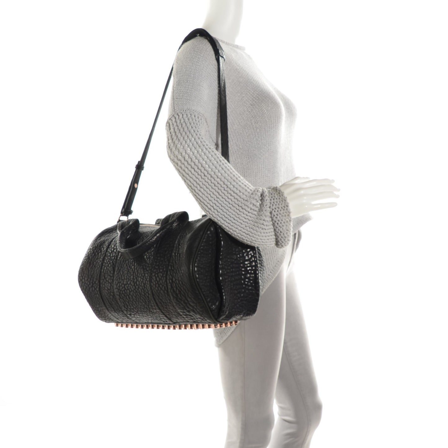 Pebbled Lambskin Rocco Black Rose Gold Hardware