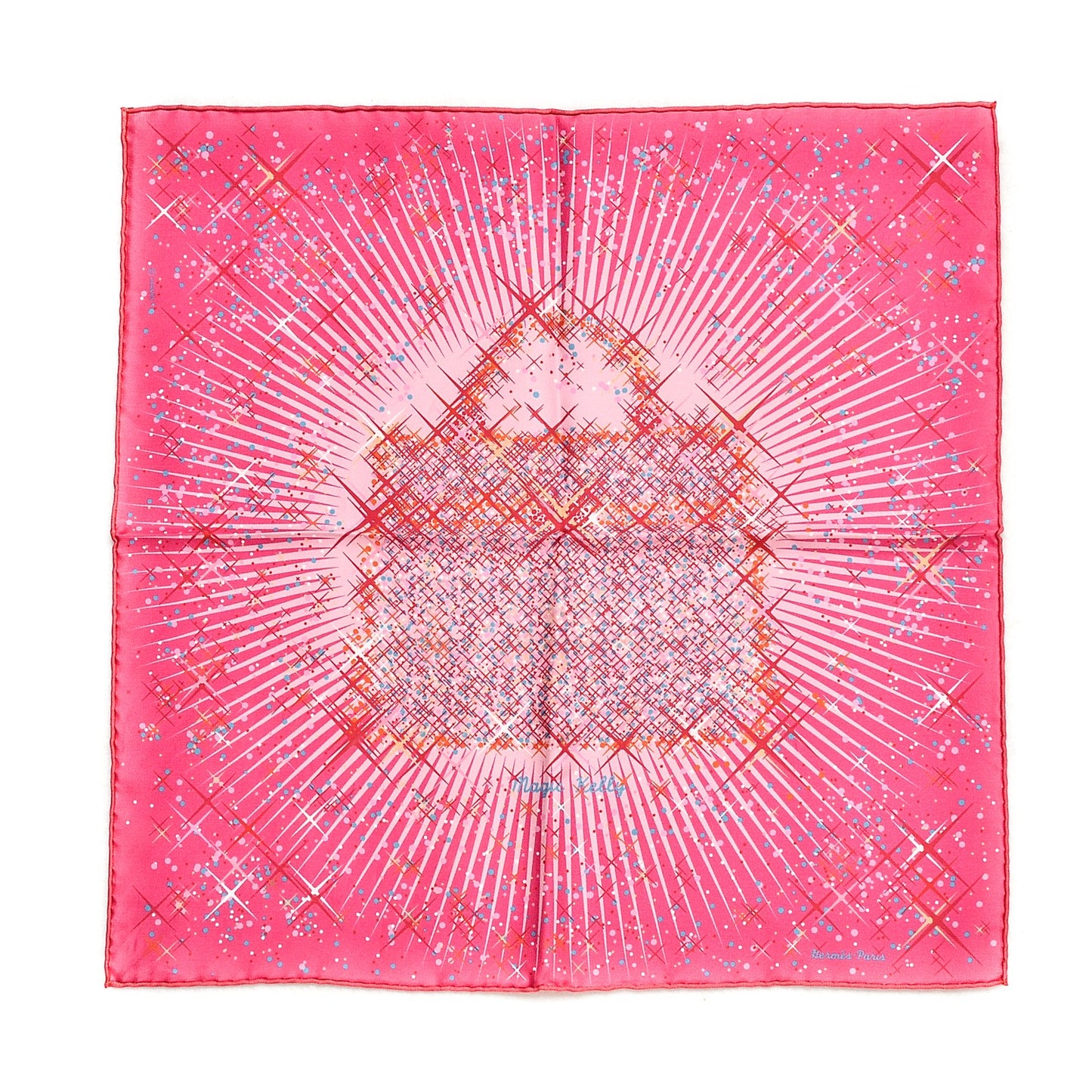 Silk Magic Kelly Pocket Square Scarf Rose Vif Rose Pale Rouge
