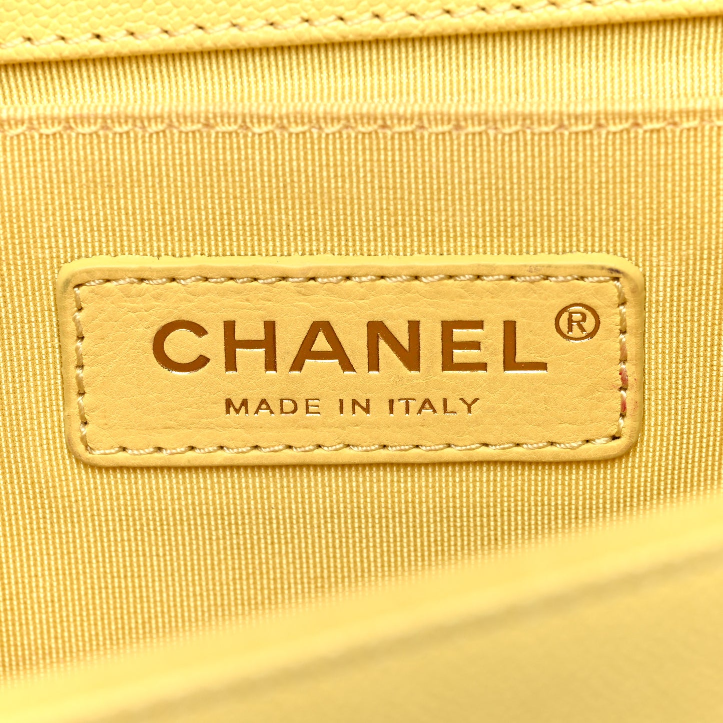 Caviar Chevron Quilted Medium Boy Flap Yellow