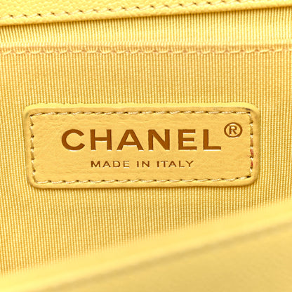 Chanel Caviar Chevron Quilted Medium Boy Flap Yellow 5 of 11