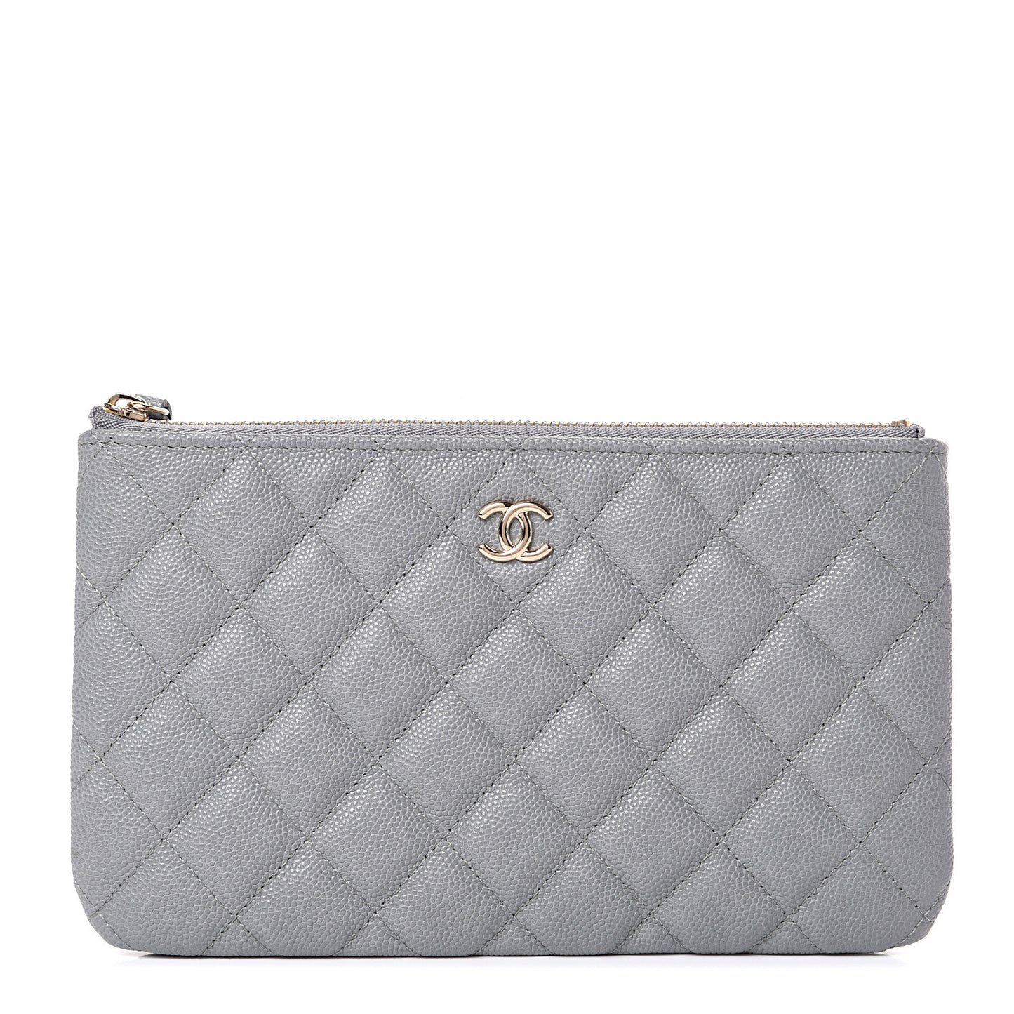 Caviar Quilted Cosmetic Case Grey