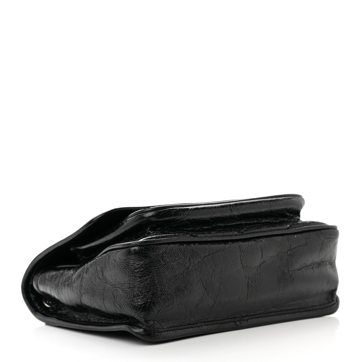 Crinkled Calfskin Matelasse Monogram Baby Niki Chain Satchel Black