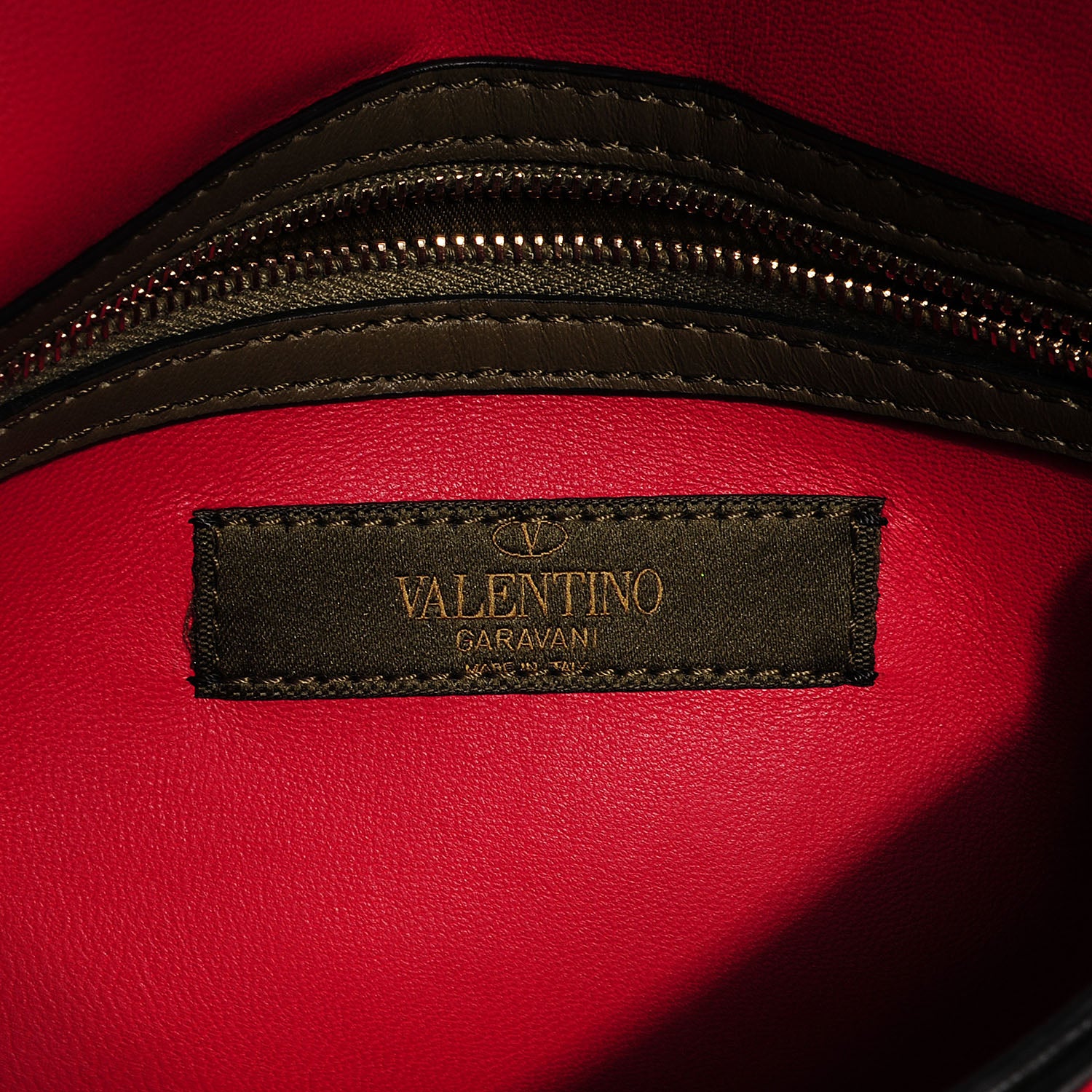 Valentino Garavani Nappa Canvas Camouflage Rockstud Wristlet Clutch Verde Rouge 6 of 8
