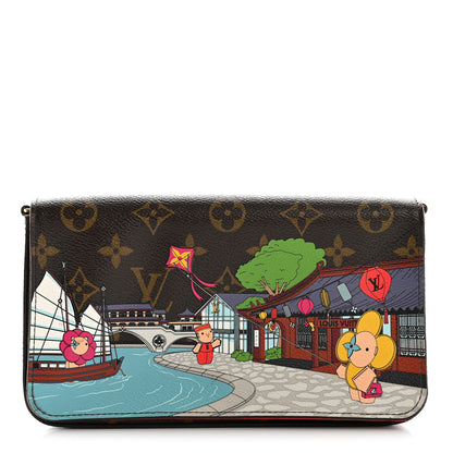 Louis Vuitton Monogram 2022 Christmas Animation China Chengdu Pochette Felicie Chain Wallet Red 1 of 10