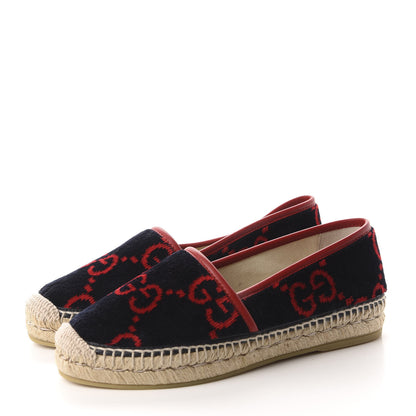 Gucci Terry Cloth GG Monogram Espadrilles 37 Blue Red 3 of 11