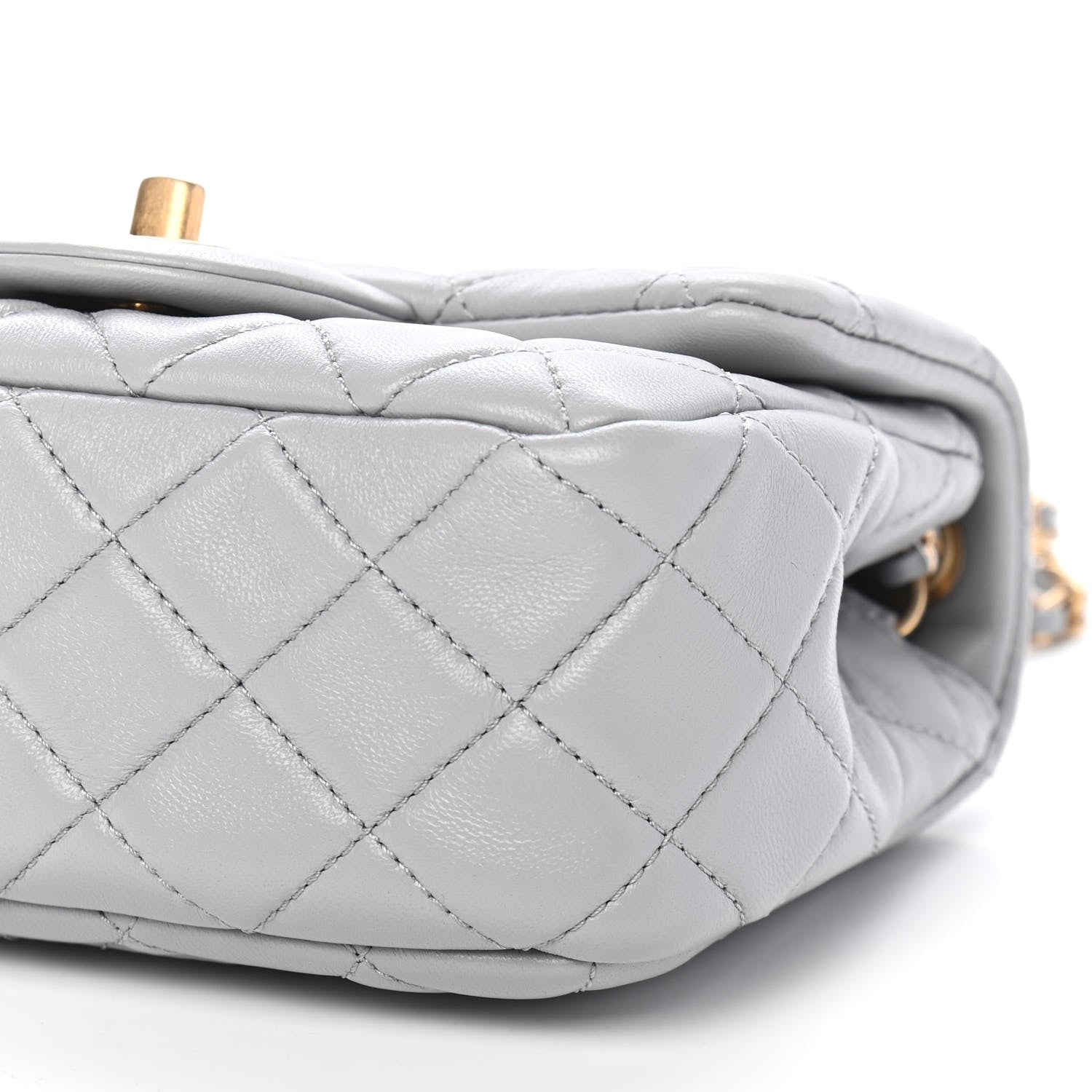 Chanel Lambskin Quilted Mini Pearl Crush Flap Light Grey 9 of 9