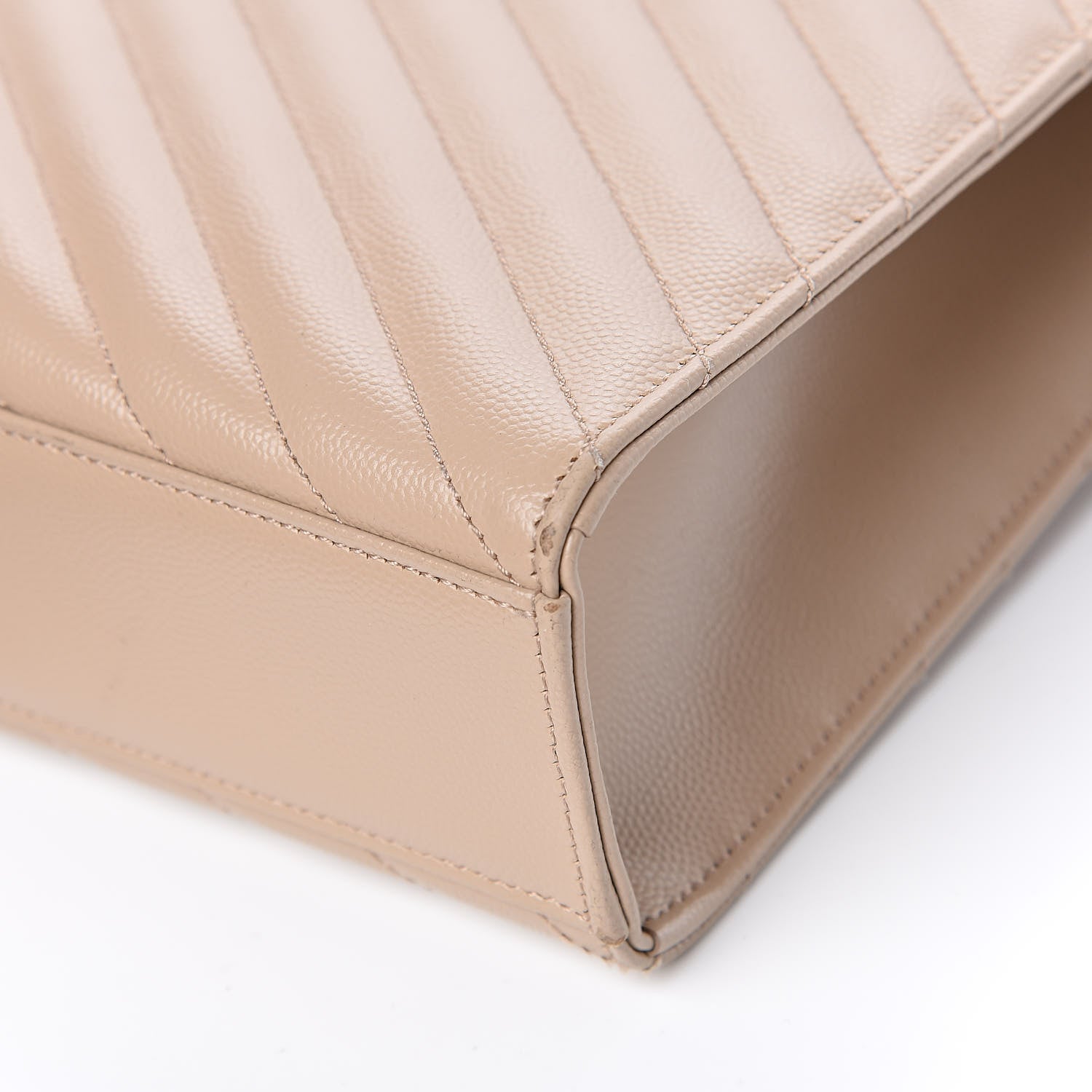 Saint Laurent Grain De Poudre Matelasse Chevron Large Monogram Satchel Dark Beige 12 of 13