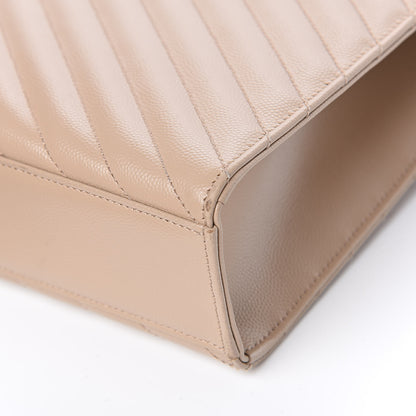 Saint Laurent Grain De Poudre Matelasse Chevron Large Monogram Satchel Dark Beige 12 of 13