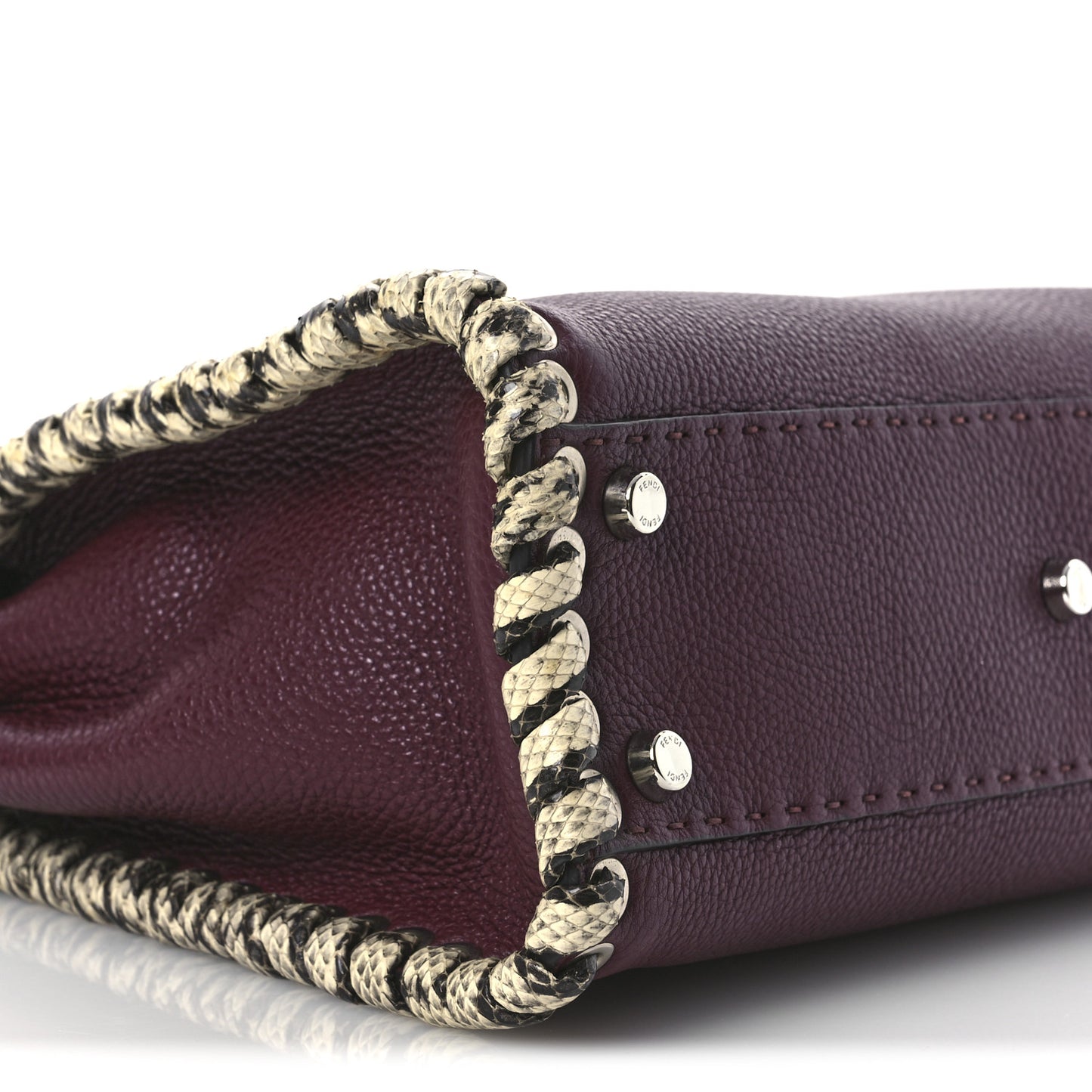 Cuoio Romano Elaphe Selleria Lace Up Bi-Color Medium Peekaboo Iconic Satchel Bordeaux Grigio Polvere Natural