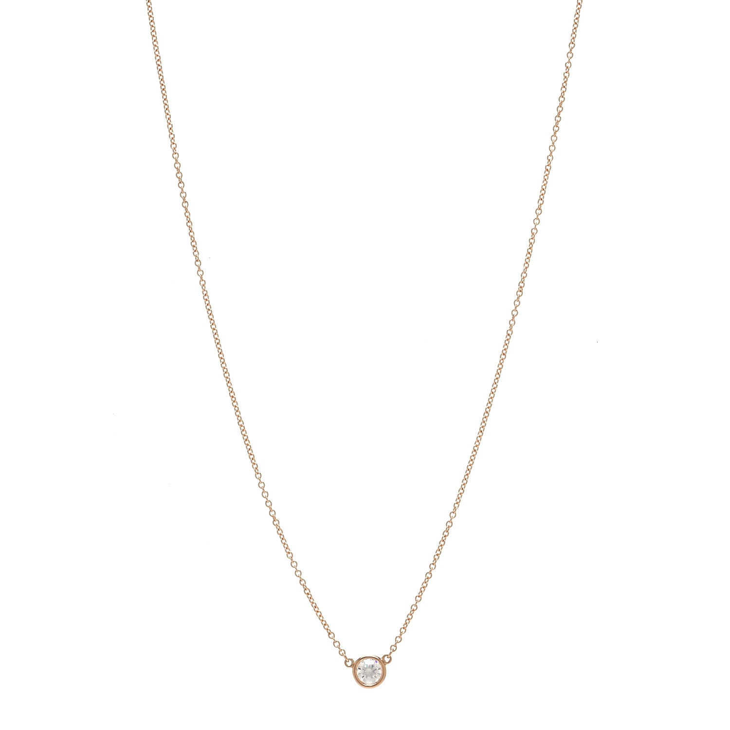 Tiffany 18K Rose Gold Diamond .25ct Elsa Peretti Diamonds by the Yard Pendant Necklace 2 of 12