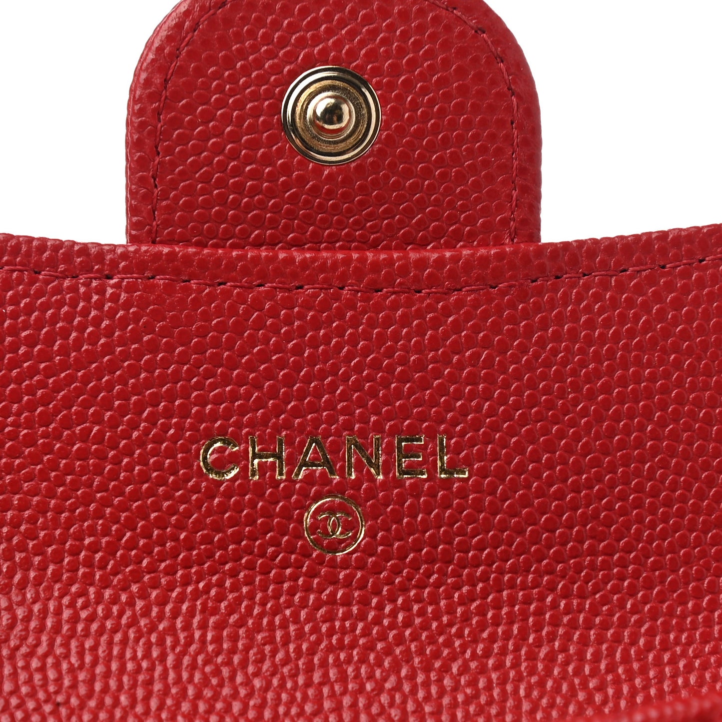 Caviar Quilted Flap Card Holder Wallet Red