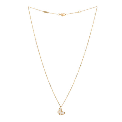 Van Cleef & Arpels 18K Yellow Gold Mother of Pearl Sweet Alhambra Butterfly Pendant Necklace 2 of 3