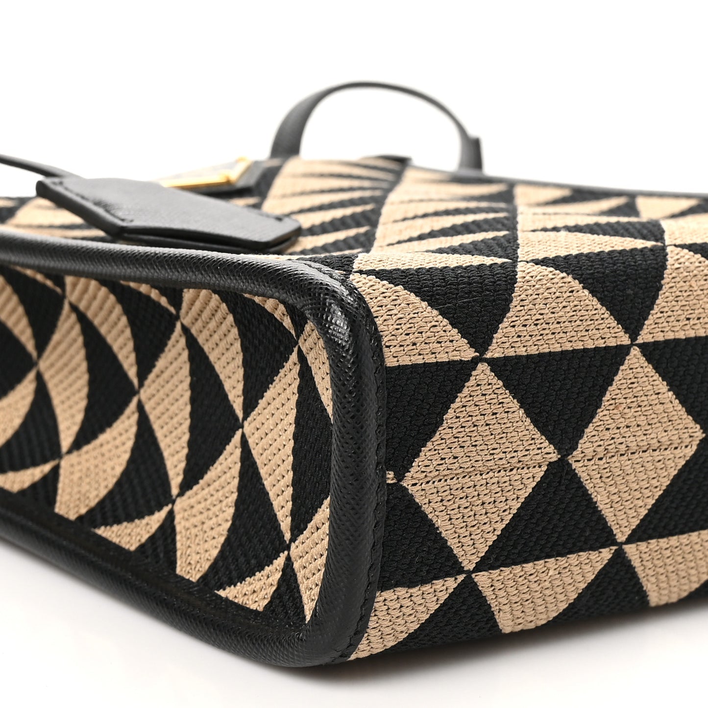 Jacquard Saffiano Triangolo Symbole Embroidered Micro Tote Black Corda