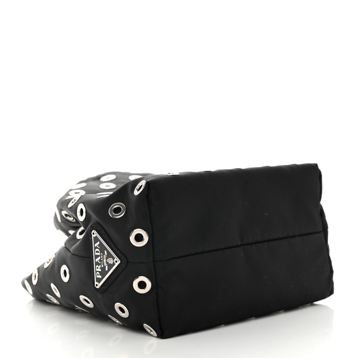 Tessuto Nylon Grommets Clutch Black